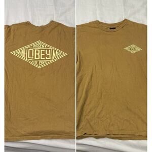 Obey T Shirt Size S Mustard Brown Dissent Short Sleeve Graphic Tee